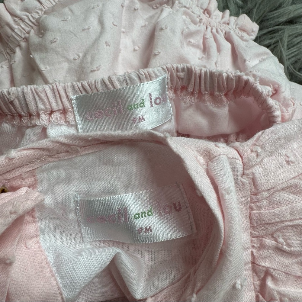 Cecil & Lou Pink Swiss dot matching baby girl set - Picture 5 of 5